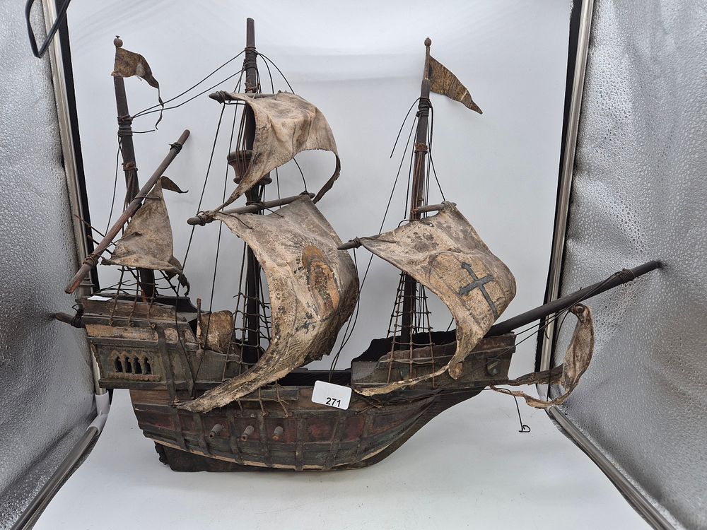 Lot 271: Hand made Galleon sailing Ship
