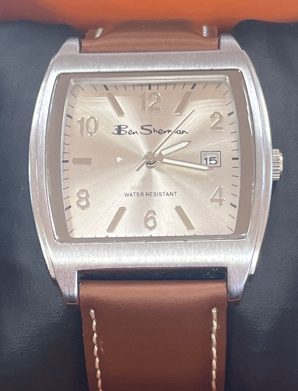 Lot 183: A Ben Sherman Gents Rectangular Wristwatch with Brown...