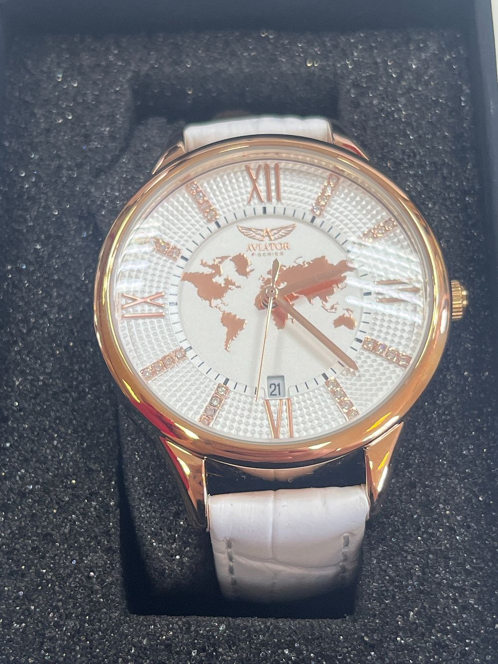 Lot 184: Aviator F-Series Ladies World Map Wristwatch with Original...