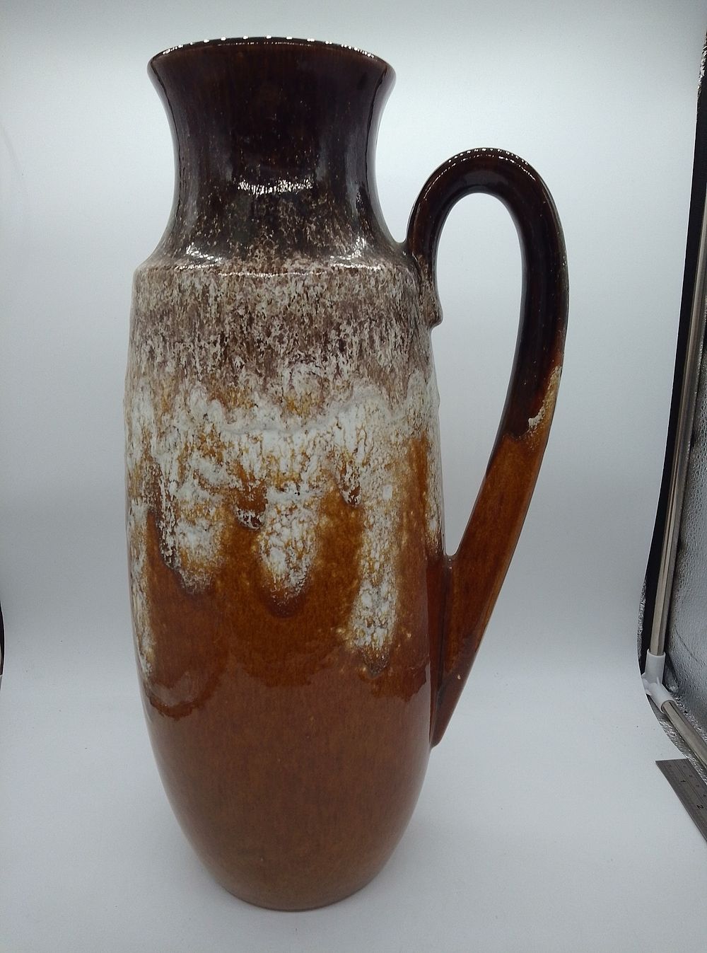 Lot 246: Scheurich West German Pottery Handled Floor Vase Form...
