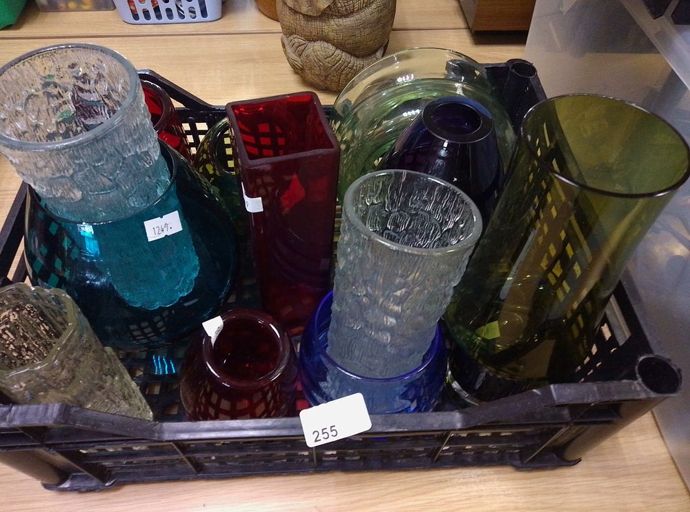 Lot 255: An Assortment of Mid-Century Modern Coloured Art Glass...
