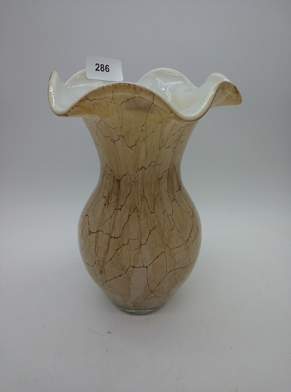 Lot 286: A Polish Art Glass Ruffled Rim Vase, Attributed...