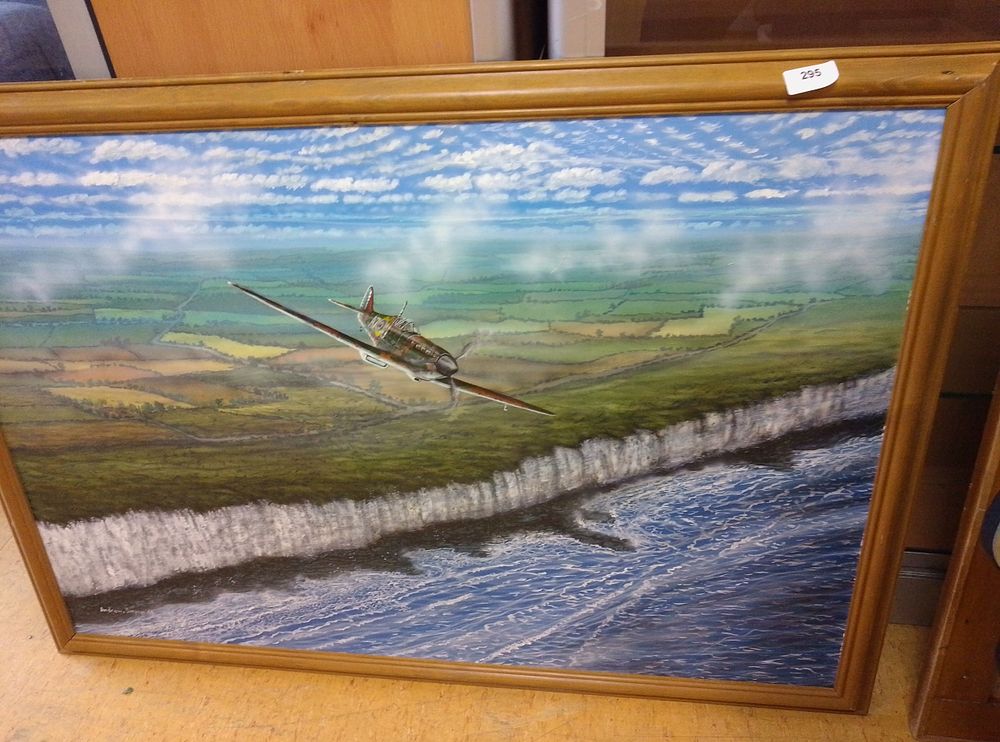 Lot 295: Andrew Simpson, Hawker Hurricane over the White Cliffs...