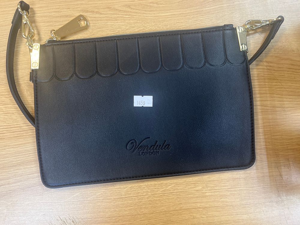 Lot 300: Vendula London Colour Pop Black Vegan Leather Scalloped...