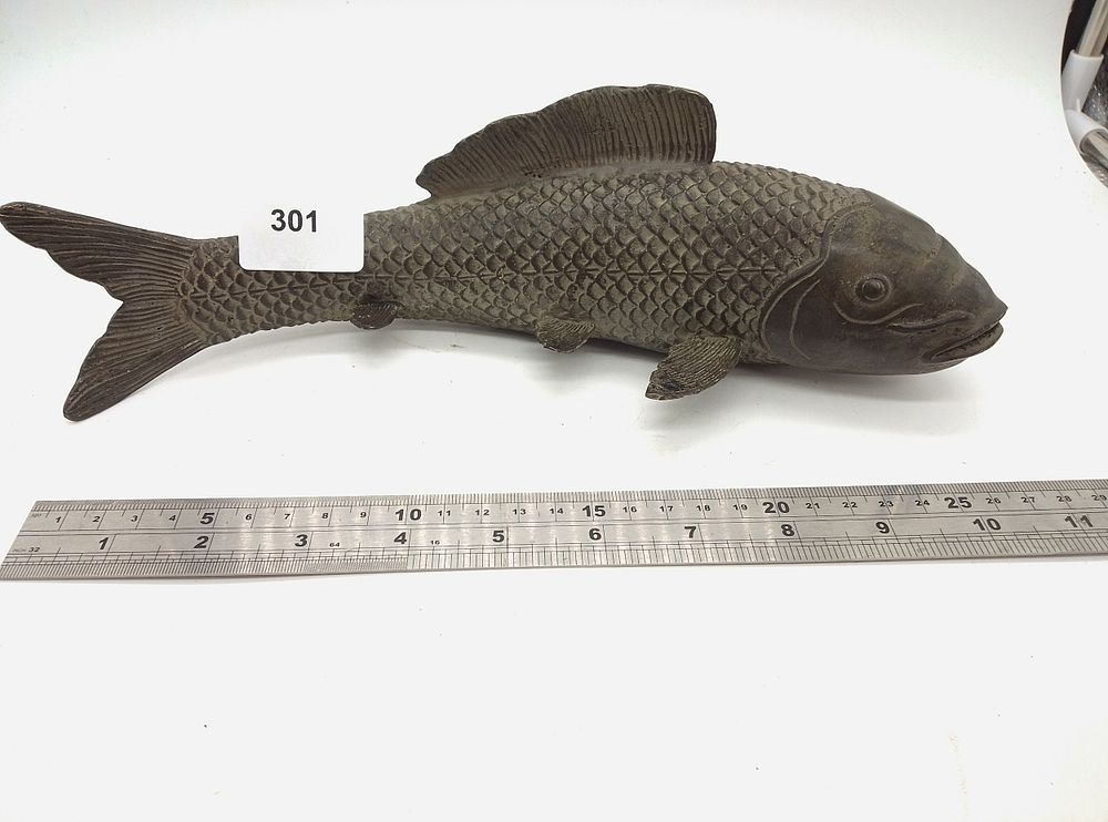 Lot 301: A Japanese Bronze Koi Carp