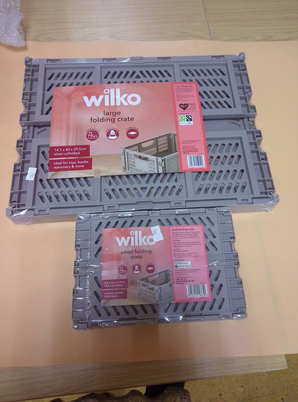 Lot 305: Three brand new  Wilko Folding Storage Crates