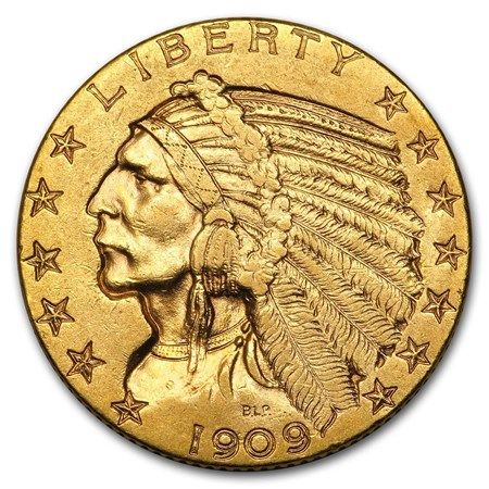 Lot 81: 1909 $5 Indian Gold Half Eagle AU