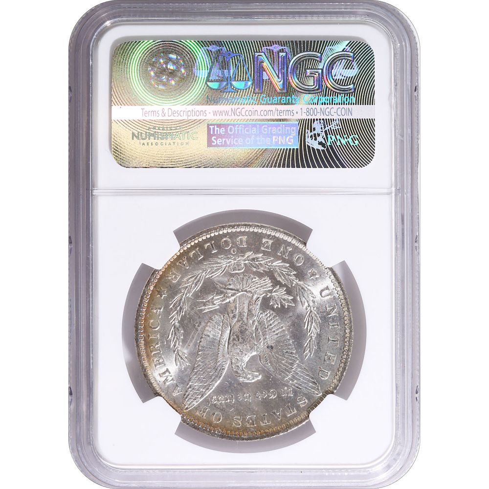 Lot 112: Certified Morgan Silver Dollar 1885-O MS66 NGC Rainbow Toning (026)