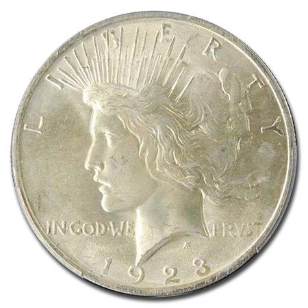 Lot 221: 1923 Peace Dollar MS-66 PCGS