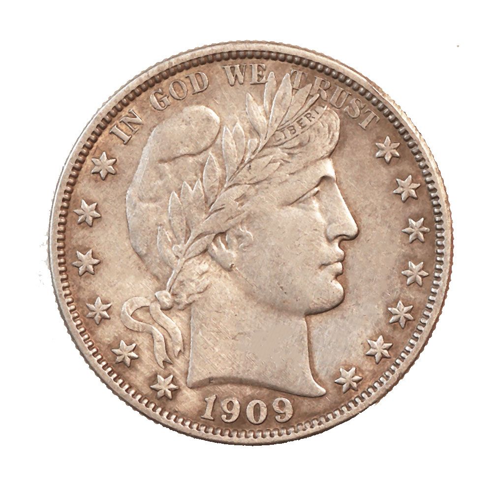 Lot 224: Barber Half Dollar 1909-O XF+