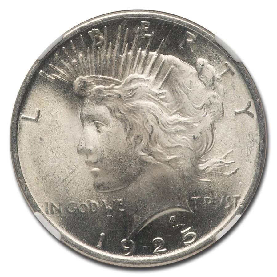 Lot 233: 1925 Peace Dollar MS-66+ NGC