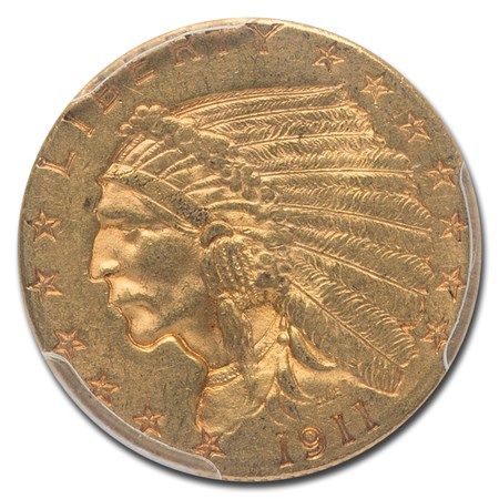 Lot 51: 1911 $2.50 Indian Gold Quarter Eagle MS-62 PCGS
