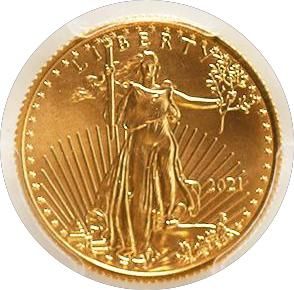 Lot 78: American $5 Gold Eagle 2021 Type 1 MS70 PCGS