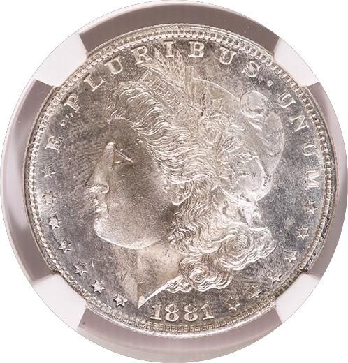 Lot 131: Certified Morgan Silver Dollar 1881-S MS67 NGC