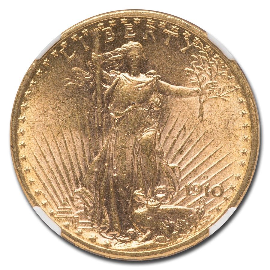 Lot 138: 1910-D $20 St Gaudens Gold Double Eagle MS-62 NGC