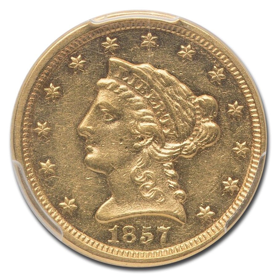 Lot 142: 1857 $2.50 Liberty Gold Quarter Eagle AU-53 PCGS