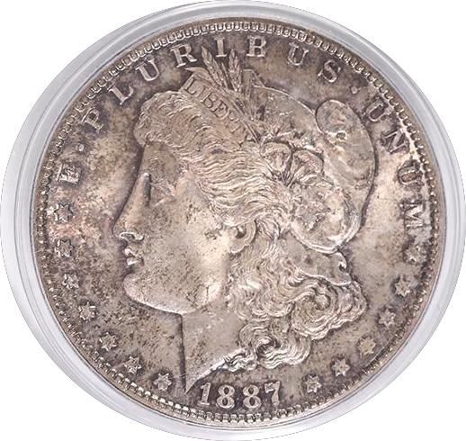 Lot 144: Morgan Silver Dollar 1887-S MS64 PCGS toned