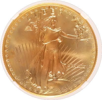 Lot 212: Certified American $50 Gold Eagle 1986 MS69 NGC