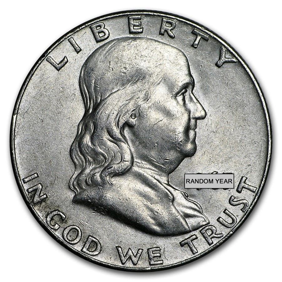 Lot 213: 90% Silver Franklin Half-Dollars $50 Face Value Bag Avg Circ