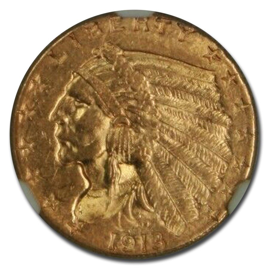 Lot 236: 1913 $2.50 Indian Gold Quarter Eagle MS-62 NGC