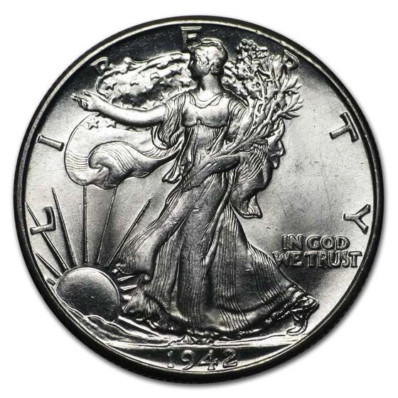 Lot 996: Certified Walking Liberty Half Dollar 1942 PR65 PCGS.