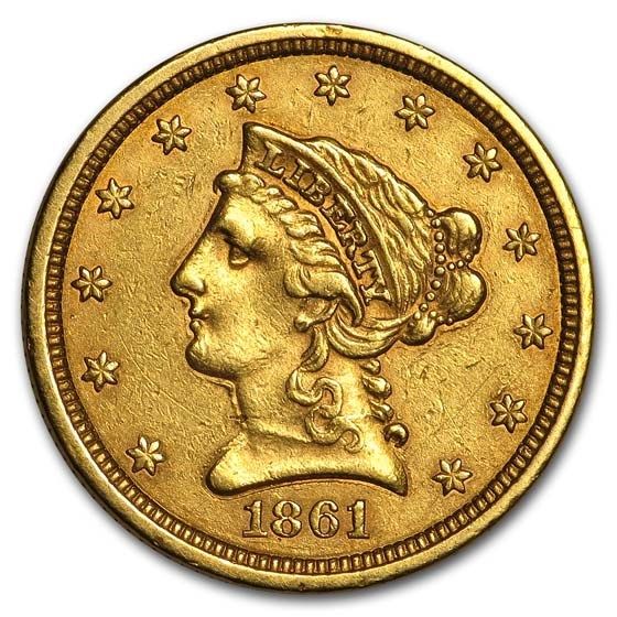 Lot 53: 1861 $2.50 Liberty Gold Quarter Eagle Type 2 XF