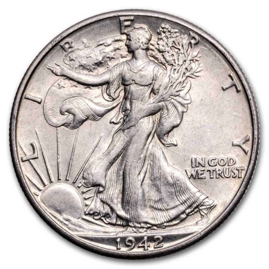 Lot 55: 1942-D Walking Liberty Halves 20-Coin Roll XF