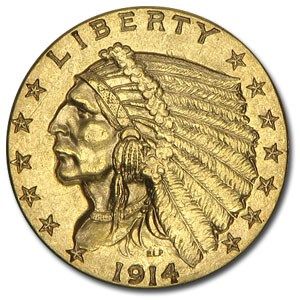 Lot 71: 1914-D $2.50 Indian Gold Quarter Eagle AU