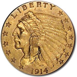 Lot 89: 1914 $2.50 Indian Gold Quarter Eagle AU
