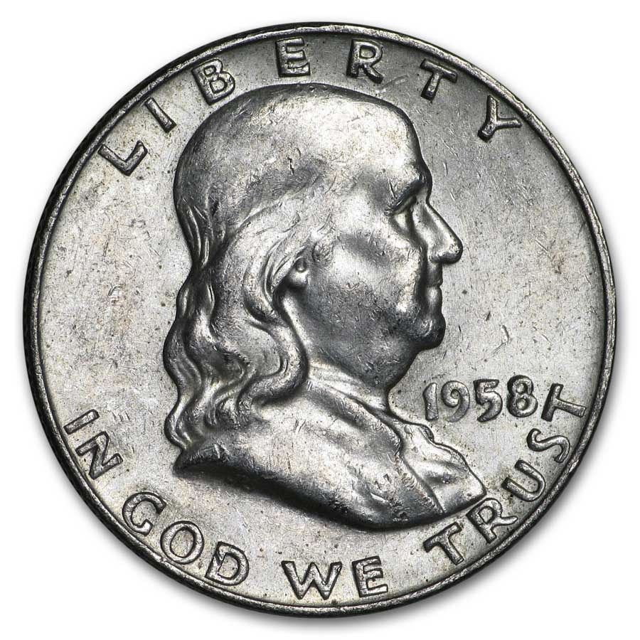 Lot 99: 1958-D Franklin Half Dollar 40-Coin Roll BU