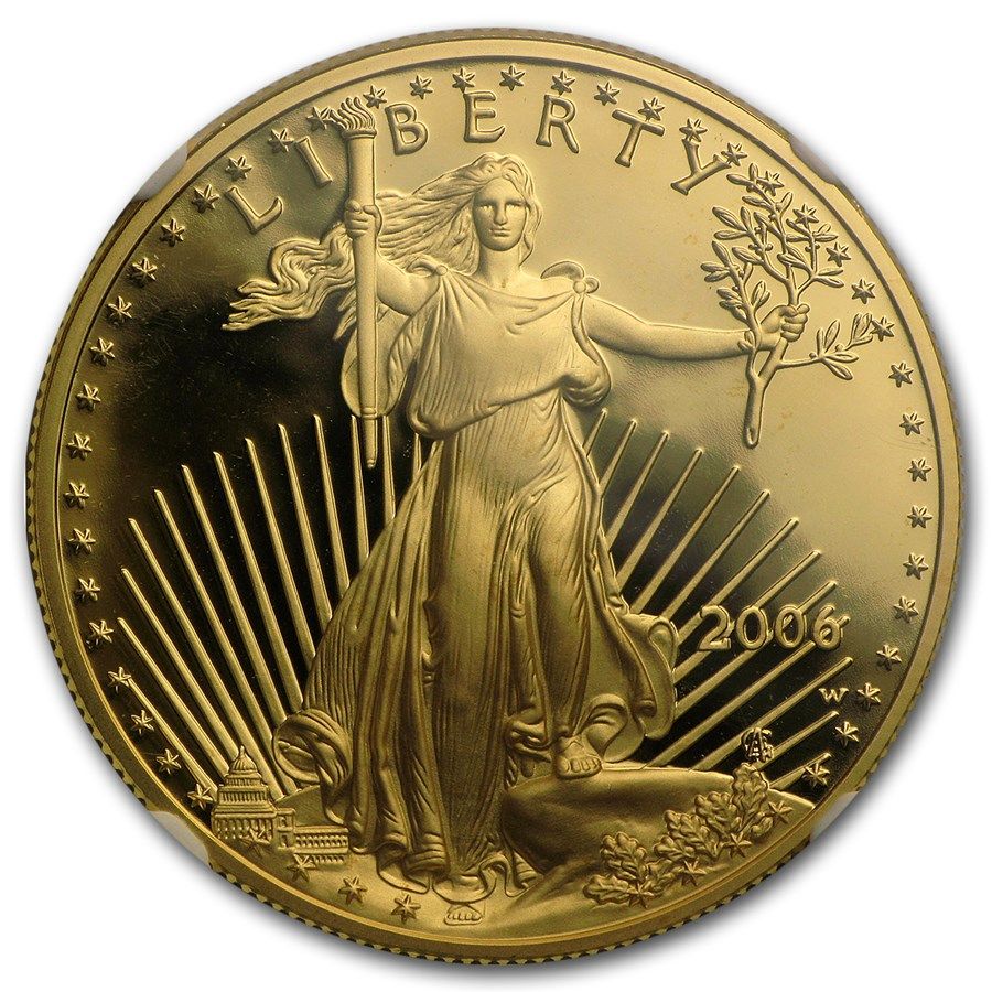 Lot 134: Burnished American $5 Gold Eagle 2006-W MS69 NGC