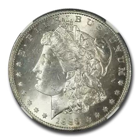Lot 150: Certified Morgan Silver Dollar 1888-S MS62 NGC toned