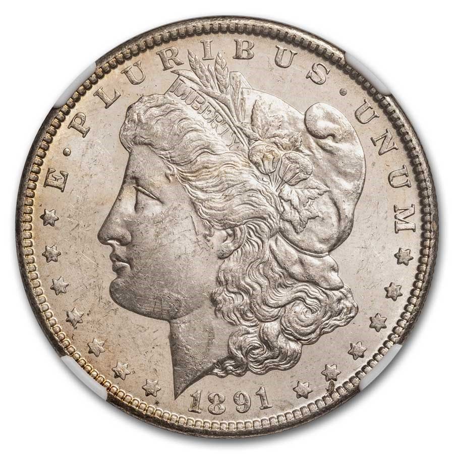 Lot 202: Certified Morgan Silver Dollar 1891-CC MS64 PCGS Toned
