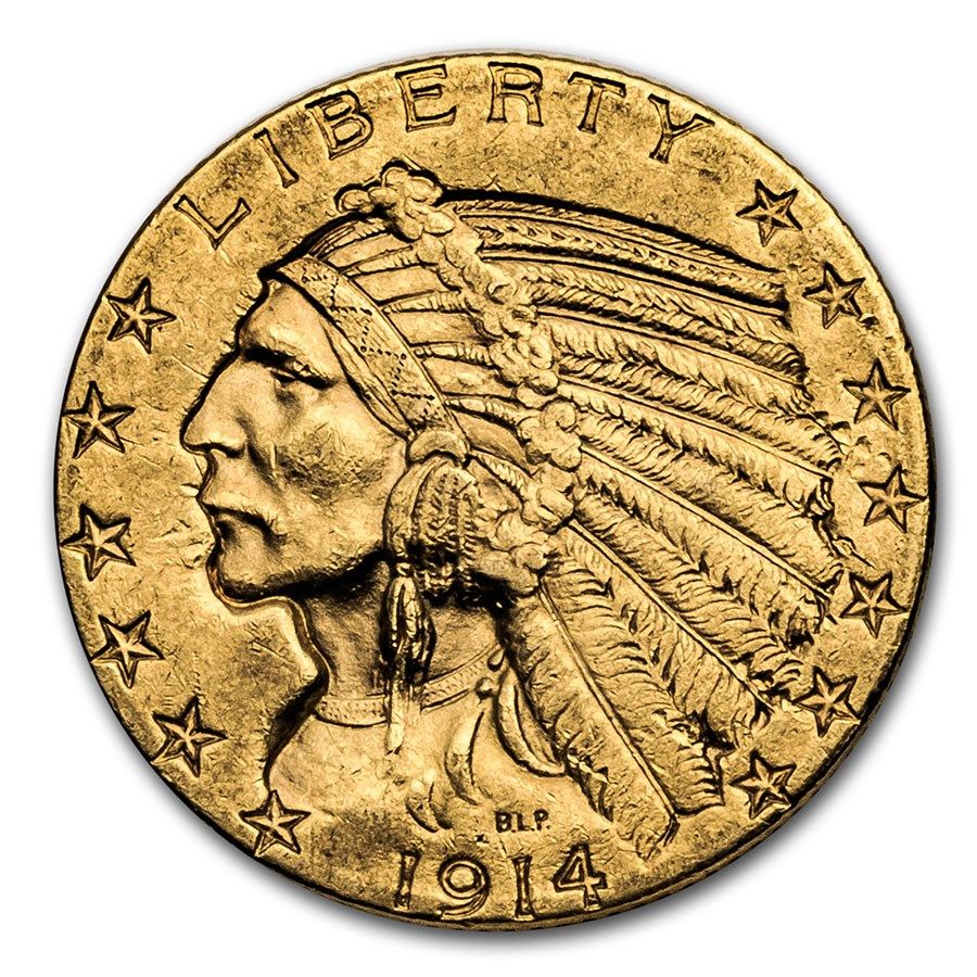 Lot 211: 1914-D $5 Indian Gold Half Eagle AU