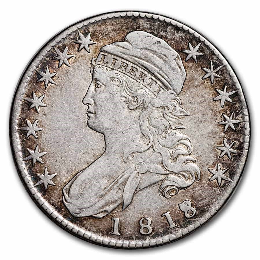 Lot 227: 1818/7 Bust Half Dollar XF (Small 8)