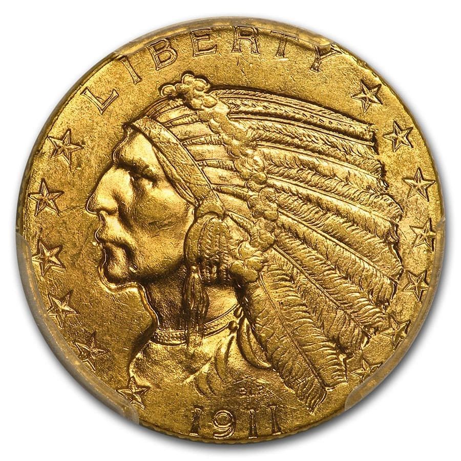 Lot 52: 1911 $5 Indian Gold Half Eagle MS-62 PCGS