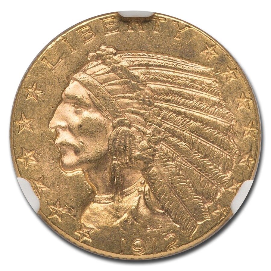 Lot 53: 1912 $5 Indian Gold Half Eagle MS-62 NGC