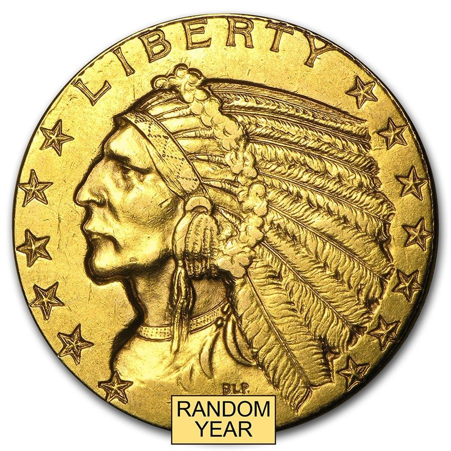 Lot 68: $5 Indian Gold Half Eagle (Cleaned)
