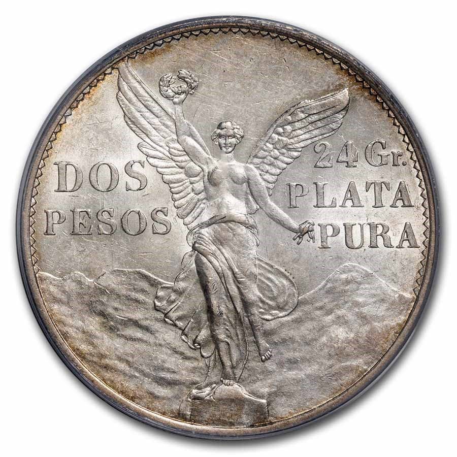 Lot 85: 1921 Mexico Silver 2 Pesos Winged Victory AU-58 PCGS