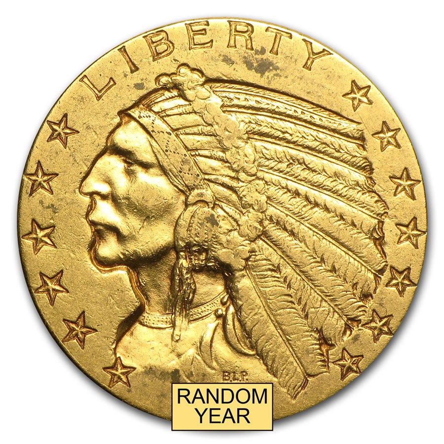 Lot 106: $5 Indian Gold Half Eagle XF (Random Year)