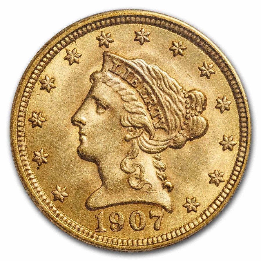 Lot 129: 1907 $2.50 Liberty Gold Quarter Eagle MS-62 PCGS