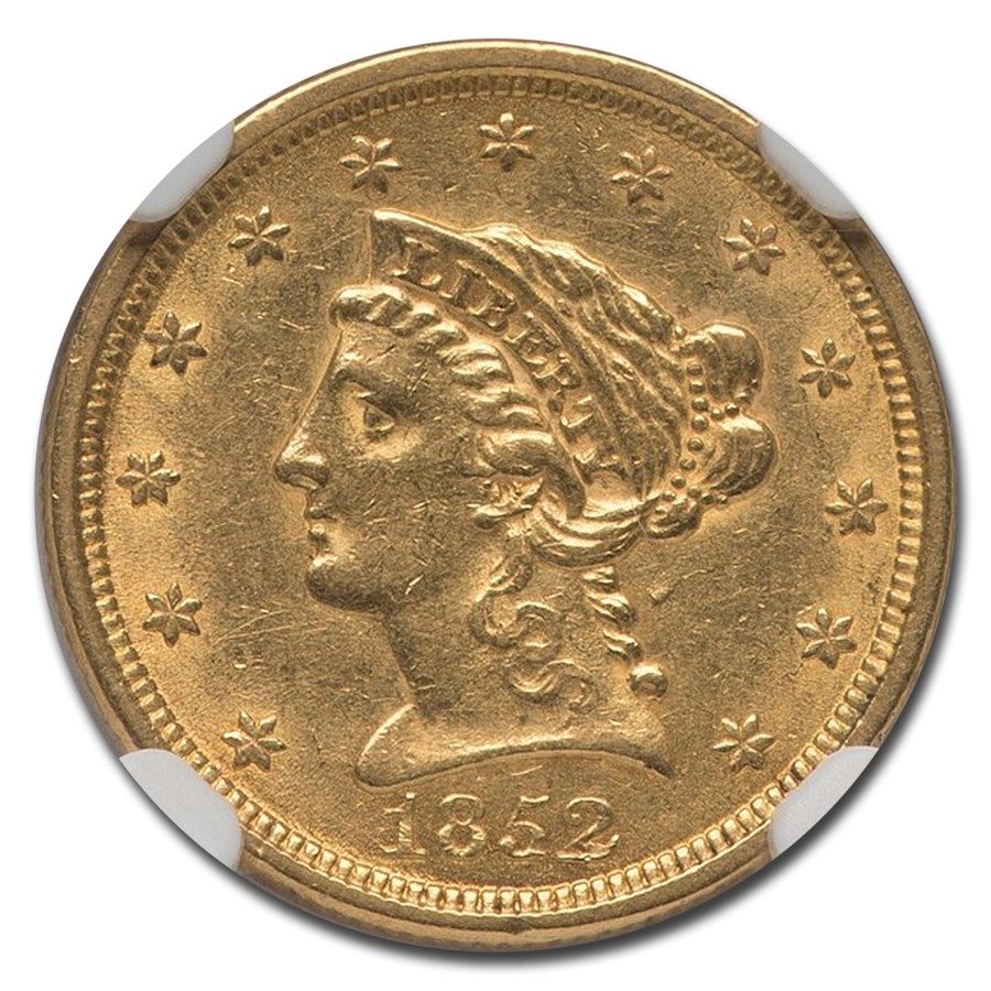 Lot 250: 1852 $2.50 Liberty Gold Quarter Eagle AU-55 NGC