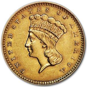 Lot 76: 1857 $1 Indian Head Gold Dollar AU
