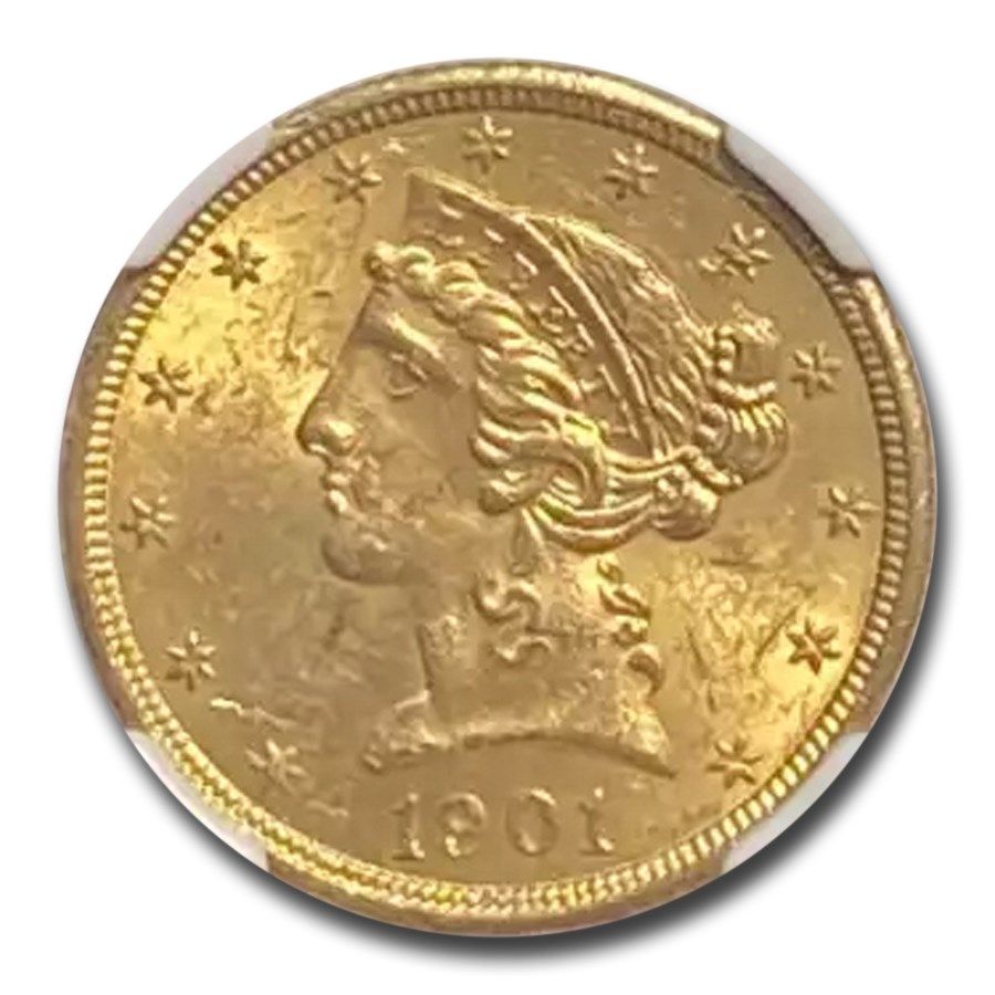 Lot 78: 1901-S $5 Liberty Gold Half Eagle MS-62 NGC