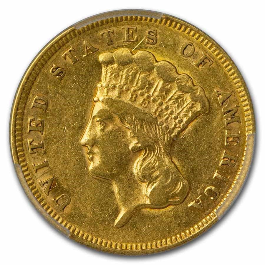 Lot 101: $3 Gold Princess AU-53 NGC/PCGS