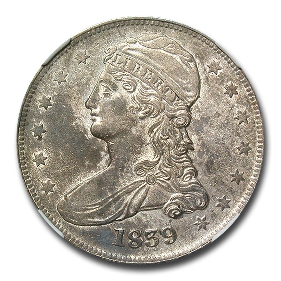 Lot 107: 1839 Reeded Edge Half Dollar AU-58 NGC
