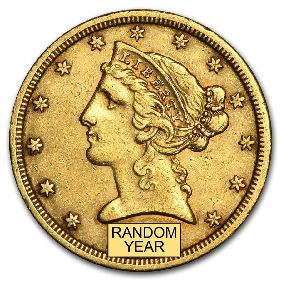 Lot 142: $5 Liberty Gold Half Eagle XF (Random Year)