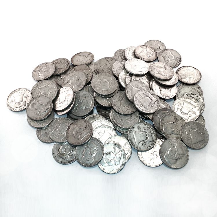Lot 249: 90% Silver Franklin Halves 100 pcs.