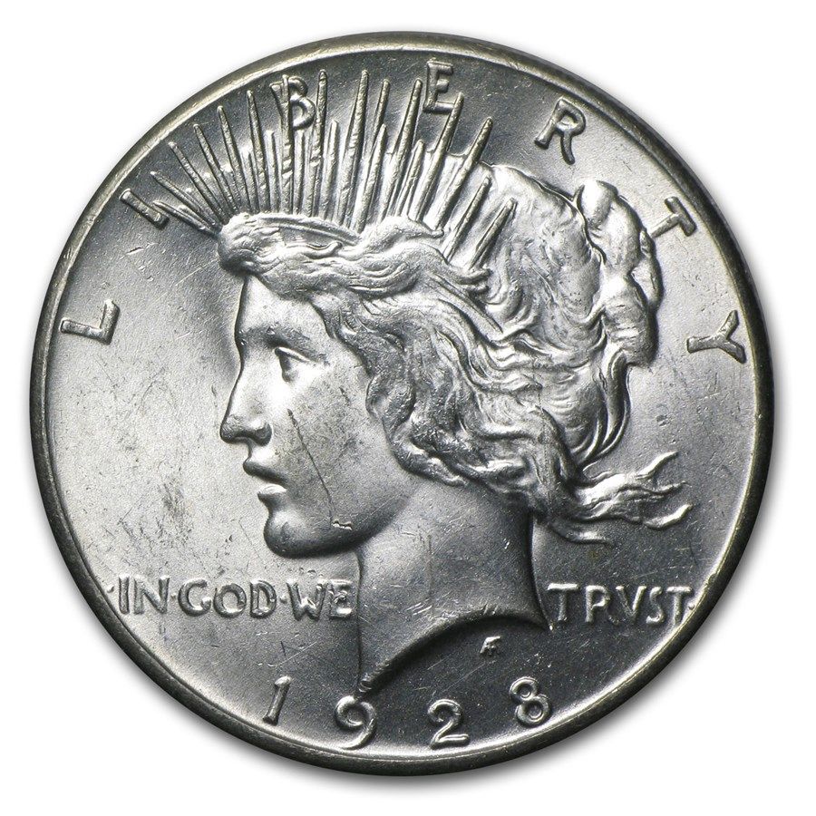 Lot 84: 1928- Peace Silver Dollar Cracked From Roll BU