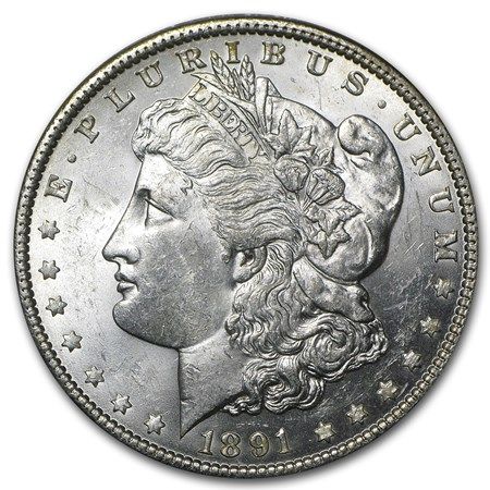Lot 121: 1891- Morgan Dollar Cracked From Roll BU